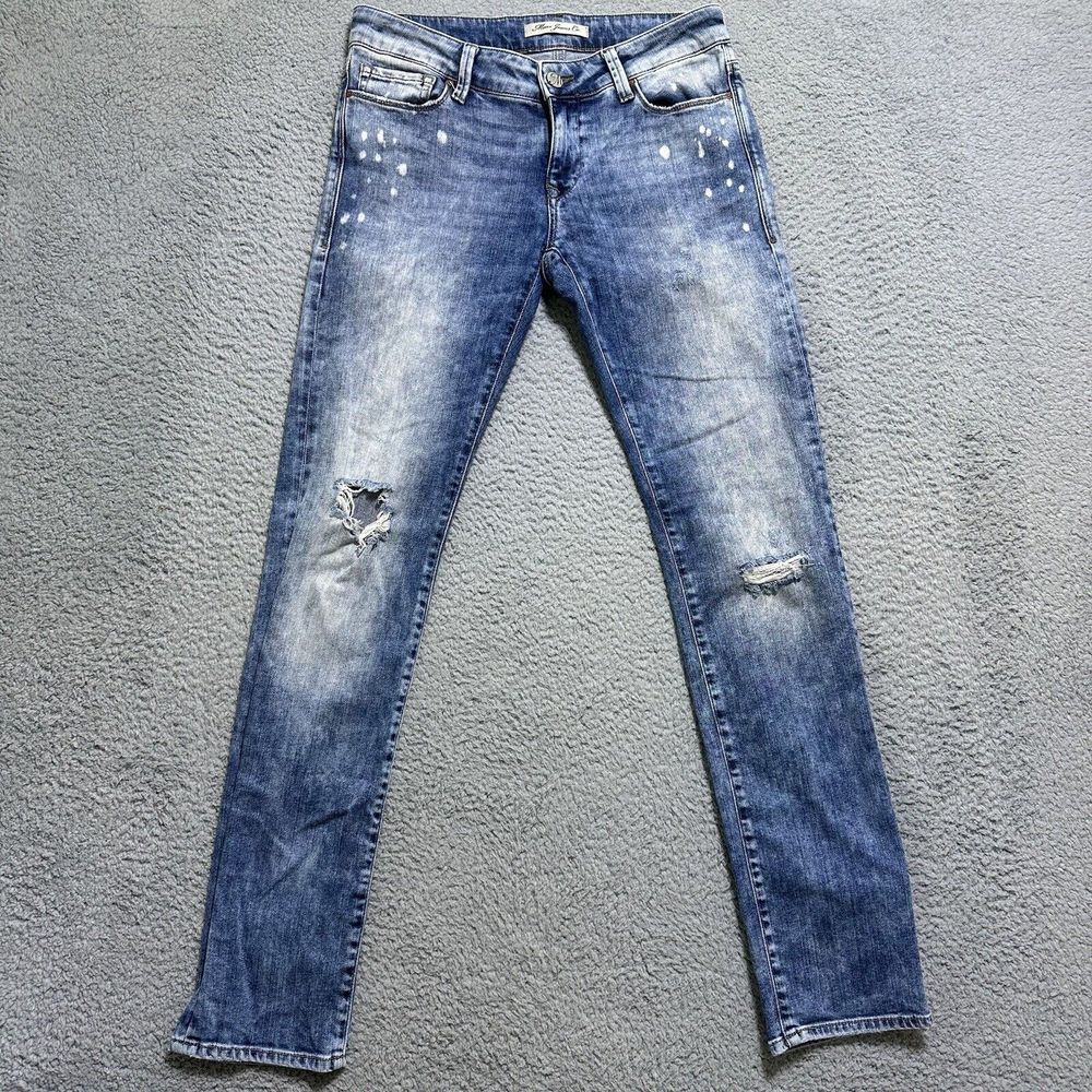 Mavi Jeans Womens 28 Emma Slim Boyfriend Distressed Blue Stretch Denim 28x30 Y2K - Picture 1 of 9